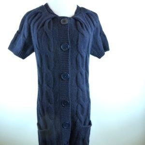 VINCE NAVY blue ALPACA Cardigan short sleeve chunky alpaca knit sweater Coat S